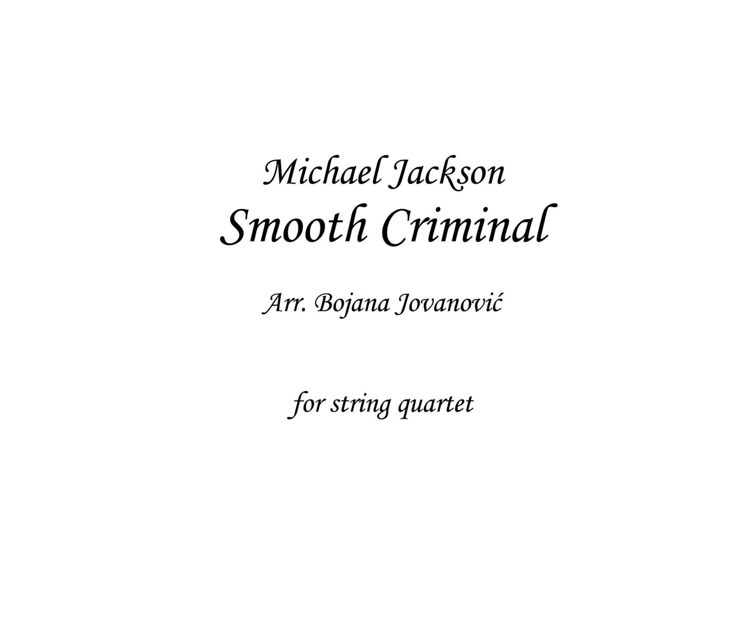Smooth Criminal Sheet Music Michael Jackson For String Quartet - michael jackson smooth criminal roblox id