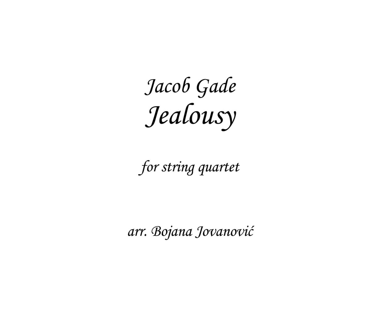 Jealousy (Jacob Gade) - Sheet Music