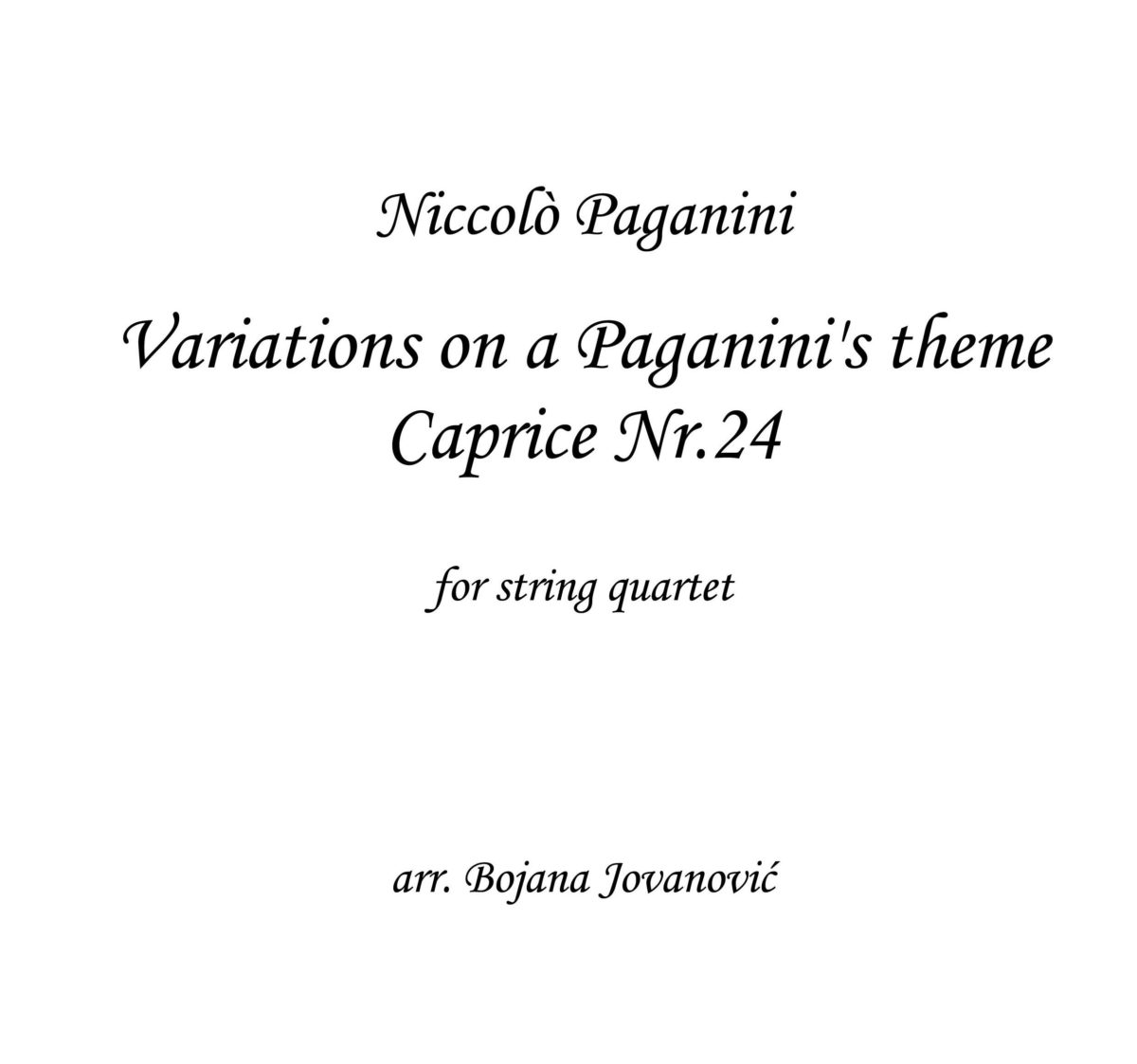 Variations on a Paganini's theme (N. Paganini) - Sheet Music