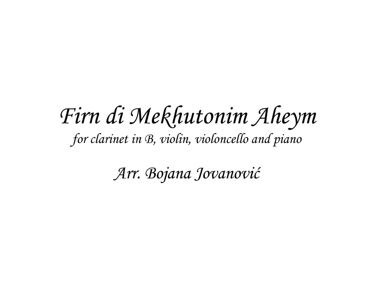 Firn di Mekhutonim Aheym (Klezmer) - Sheet Music