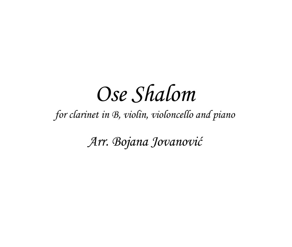 Ose Shalom (Klezmer) - Sheet Music