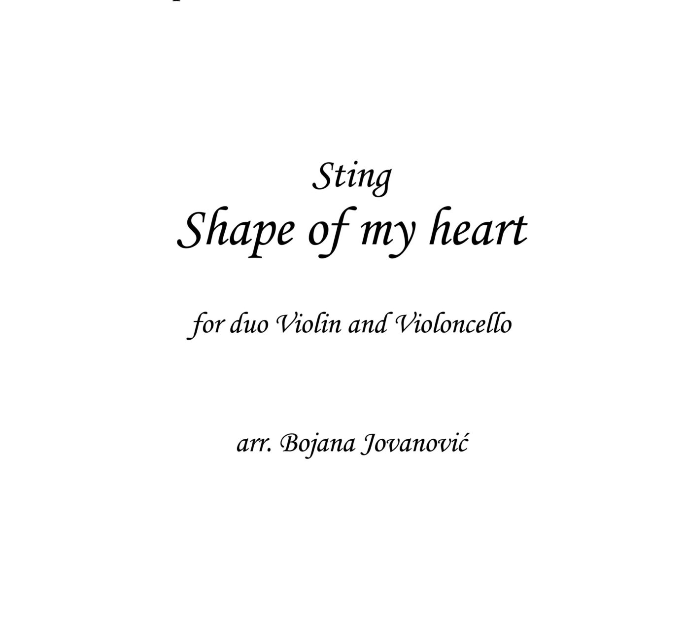 Shape Of My Heart Sheet Music Sting For String Duo Violin Cello