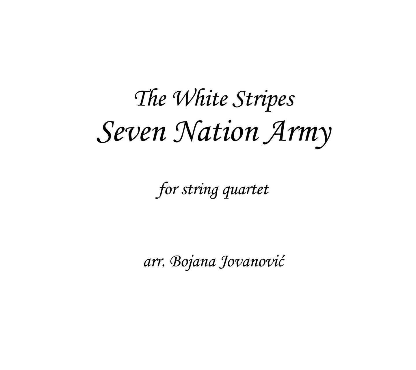 Seven Nation Army Sheet Music The White Stripes For String Quartet