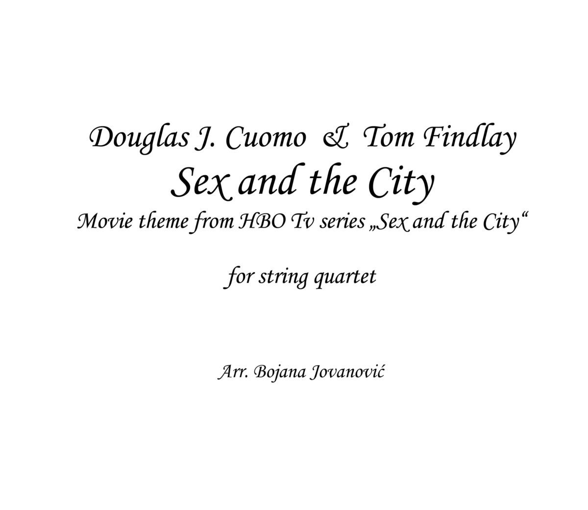 Sex and the City Sheet music - opening theme