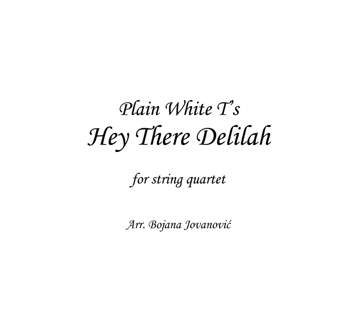 Hey There Delilah (Plain White T's) - Sheet Music
