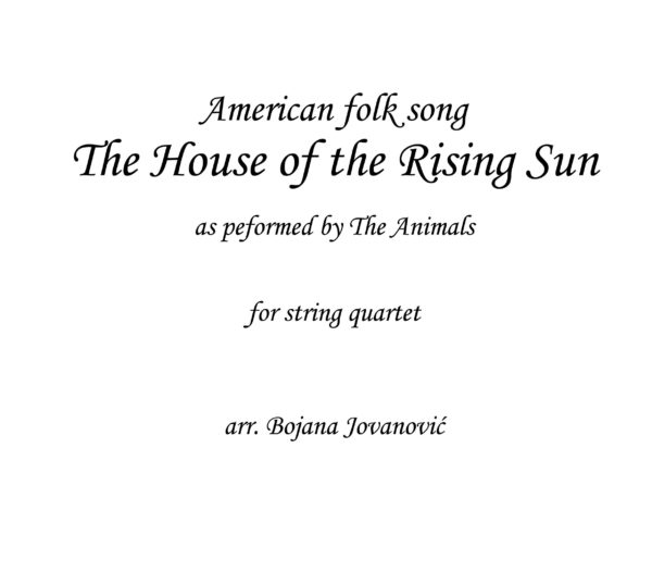 House of the rising sun (The Animals) - Sheet Music