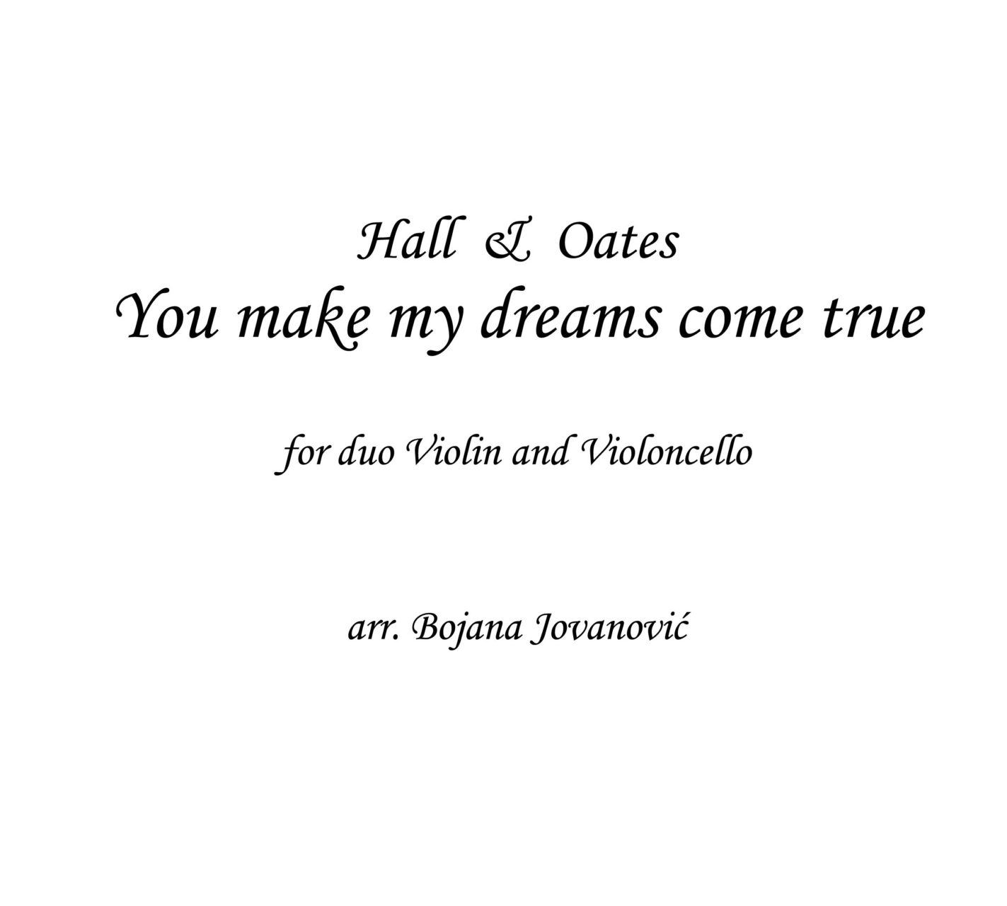 You Make My Dreams Come True Sheet Music Hall Oates Violin Cello