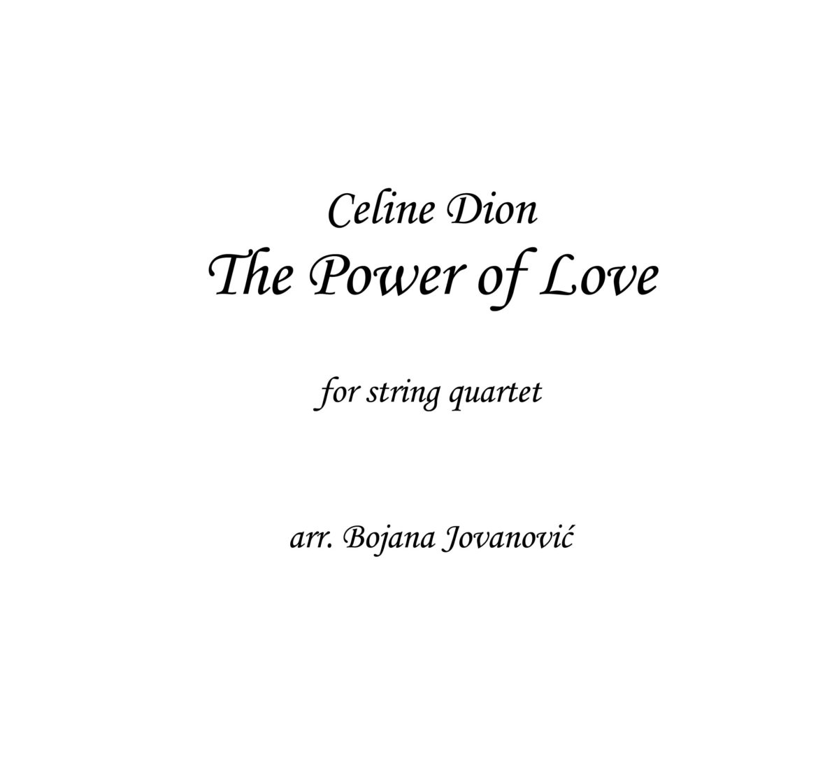 The Power of Love (Celine Dion) - Sheet Music