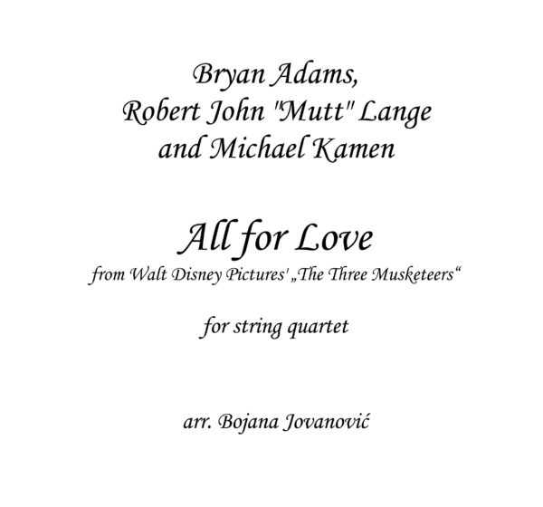 All for love (Bryan Adams) - Sheet Music