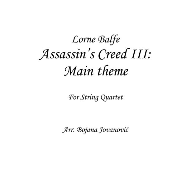 Assassin's Creed III: main theme (Lorne Balfe) - Sheet Music