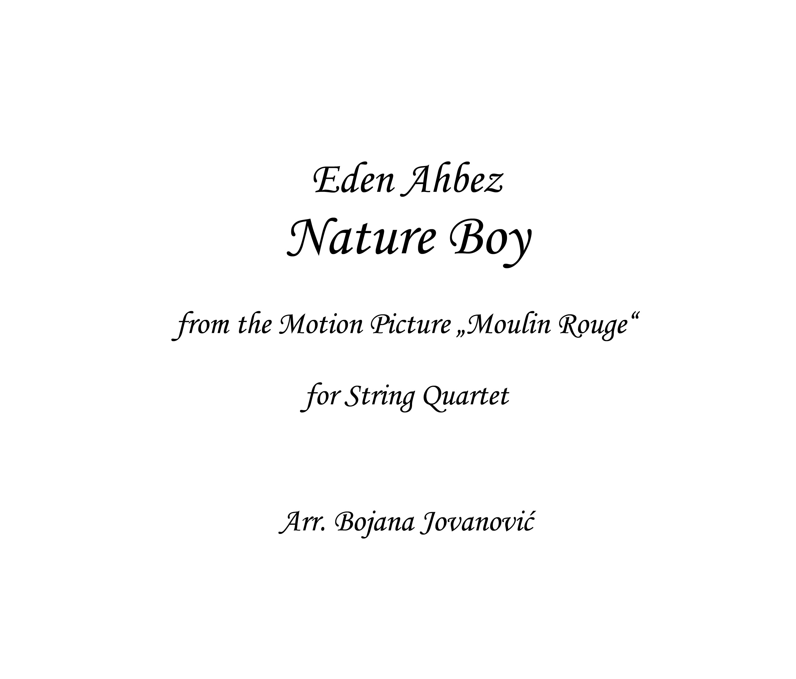 Nature Boy Sheet music - David Bowie - Rouge - for String quartet