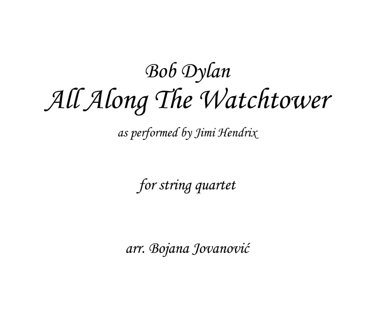 All along the watchtower Bob Dylan Sheet music
