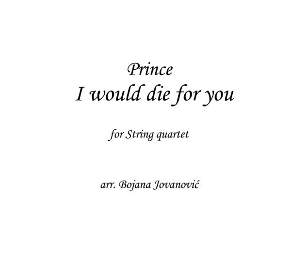 I would die for you Prince Sheet music