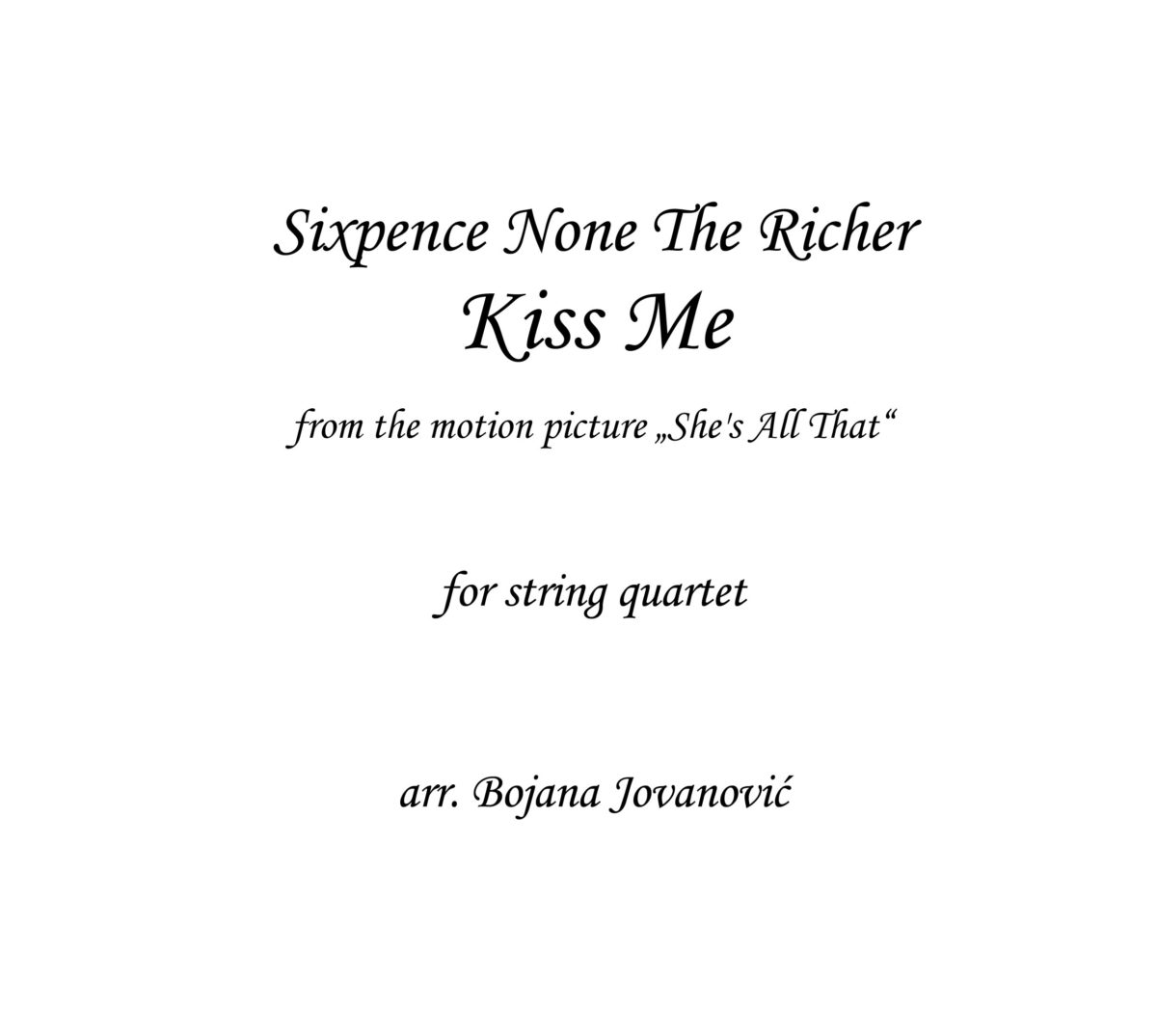 Kiss me Sixpence None The Richer Sheet music