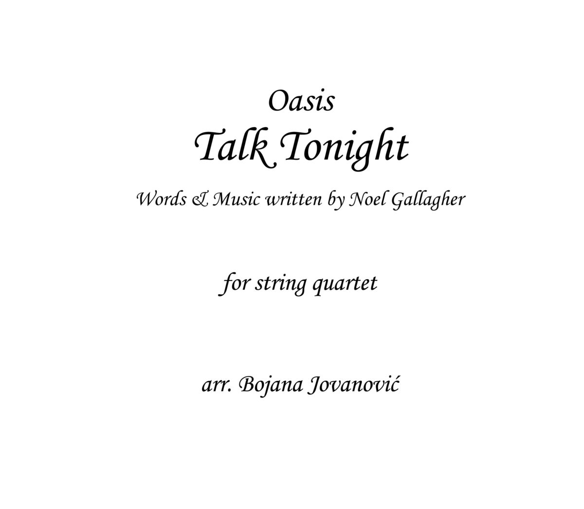 Talk tonight Oasis Sheet music