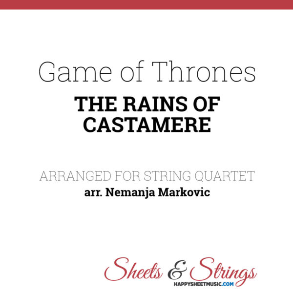 The Rains of Castamere Game of Thrones Sheet Music for String Quartet